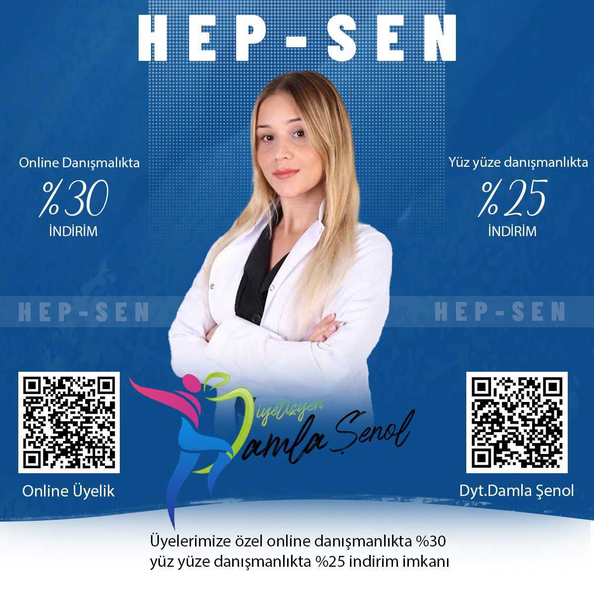 HEP-SEN DİYETİSYEN DAMLA ŞENOL İNDİRİM ANLAŞMASI